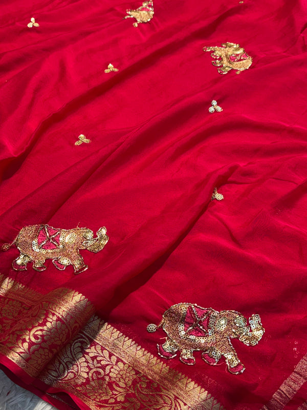 Elegant Chiffon Saree with Designer Work – Lightweight & Party Wear Collection