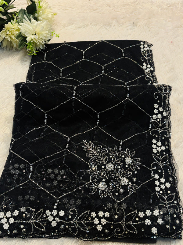 Elegant Net Saree with Designer Blouse – Party Wear & Festive Collection