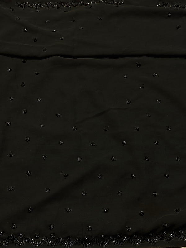 Elegant Black Georgette Saree with Stylish Look