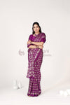 Wine Ajrakh Patola Natural Printed Soft Modal Silk Saree