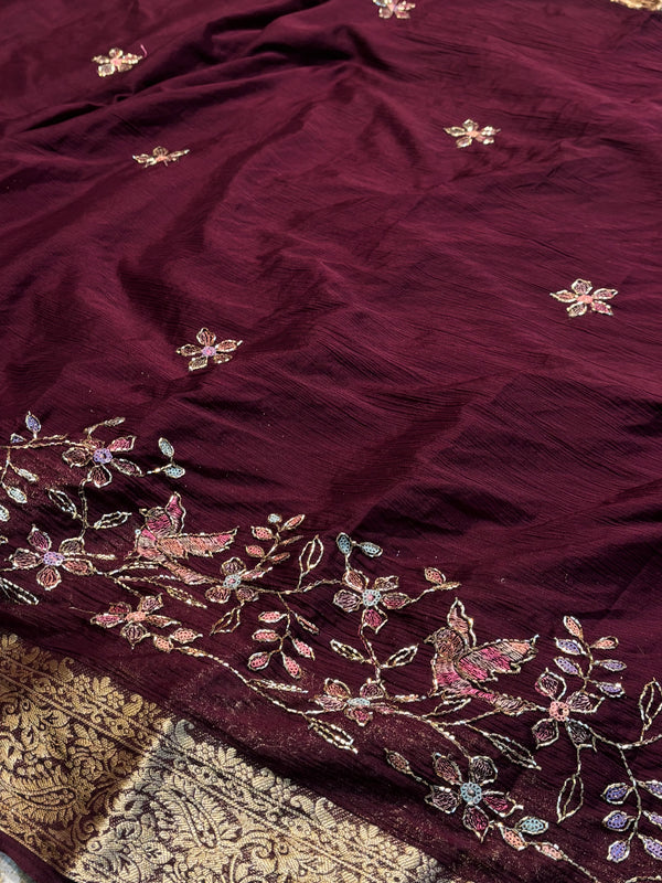 Elegant Soft Chiffon Saree with Matching Blouse – Lightweight & Graceful