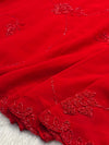 Elegant Red Embroidered Net Saree with Designer Border