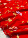 Semi Chiffon Brush Paint Saree with Unstitched Blouse Piece