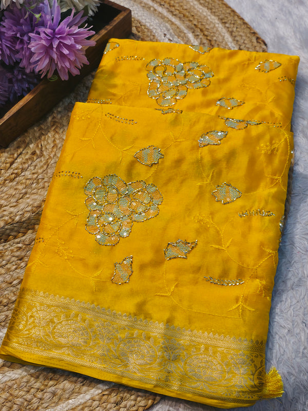 Elegant Chinon Saree with Soft Flow & Rich Finish