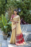 Autumn Cream Banarasi Tussar Silk Saree With Proficient Blouse Piece