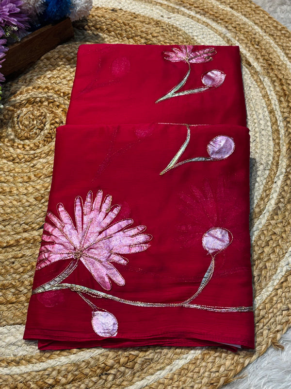 Semi Chiffon Saree with Elegant Flow & Lightweight Comfort