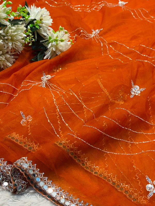 Exclusive Net Saree with Intricate Handwork Design