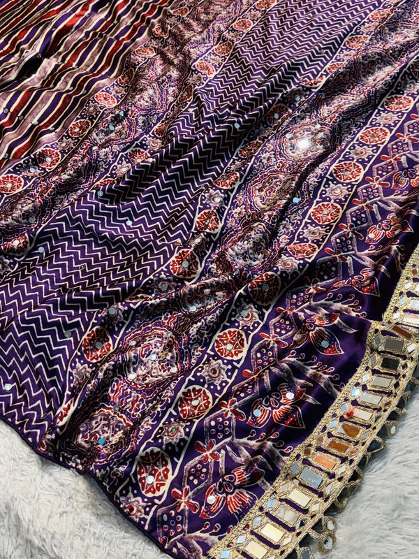 Premium Ajrakh Modal Silk Saree with Traditional Handblock Print