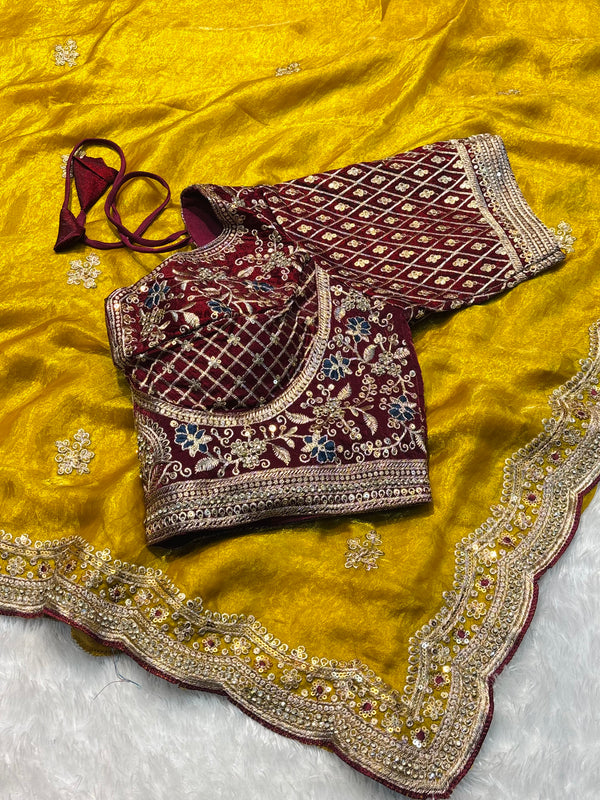 Designer Saree with Ready-Made Blouse – Party Wear Elegant Saree Collection