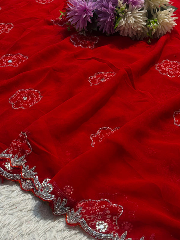 Elegant Georgette Chiffon Saree