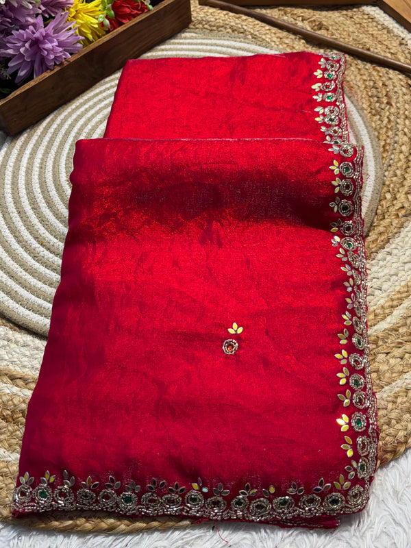 Elegant Frendy Silk Saree with Intricate Handwork