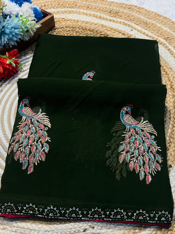Festive Special Georgette Saree with Designer Blouse – Wedding & Party Wear