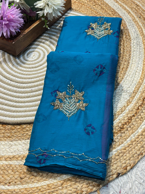 Elegant Chiffon Saree with Lightweight Flowy Fabric & Blouse