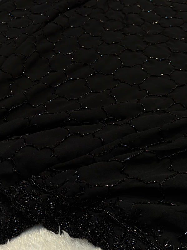 Black Elegant Georgette Saree with Subtle Detailing