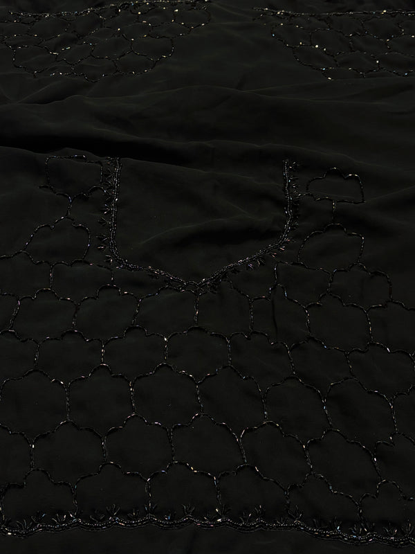 Black Elegant Georgette Saree with Subtle Detailing