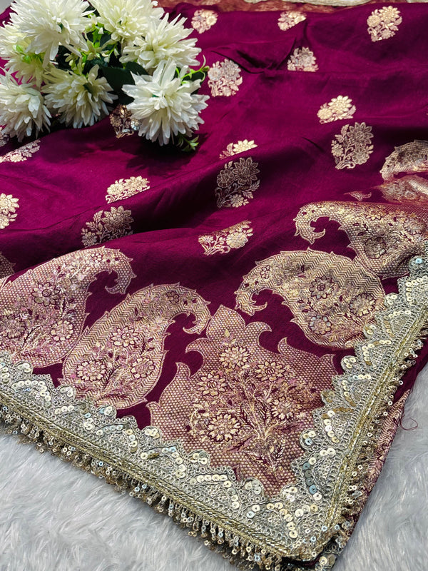 Handcrafted Silk Saree| Festive Wear Saree with Zari Work