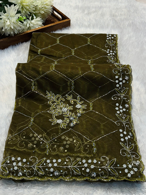 Elegant Net Saree with Designer Blouse – Party Wear & Festive Collection