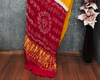 Yellow With Red Kasumbo Bandhej Pure Modal Silk Shibori Bandhani With Zari Pallu