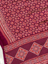 Wine Ajrakh Printed Soft Modal Silk Natural Print Saree P1