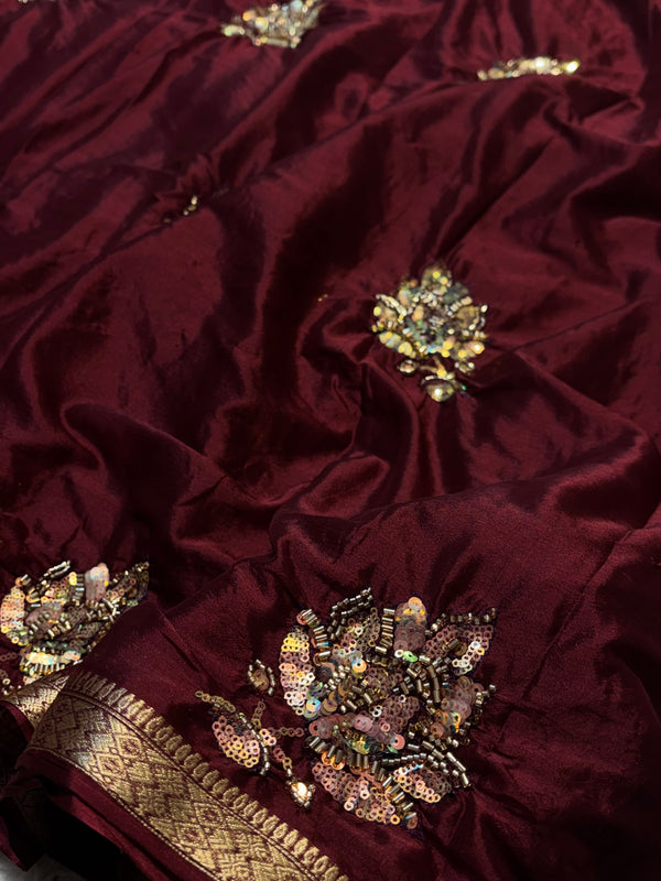 Elegant Chinon Saree with Designer Work
