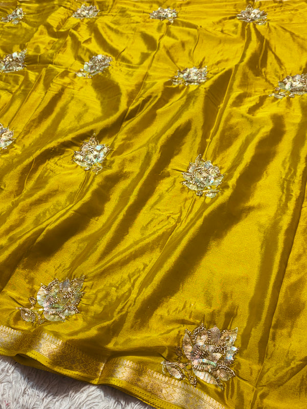 Elegant Chinon Saree with Designer Work