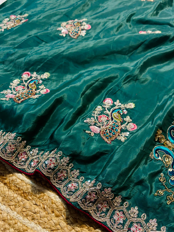 Elegant H.O. Silk Saree with Intricate Handwork