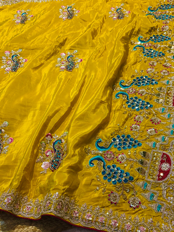 Elegant H.O. Silk Saree with Intricate Handwork