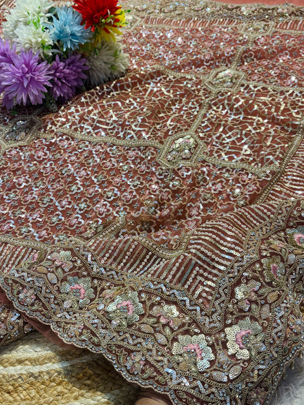 Elegant Net Saree with Ready-Made Blouse