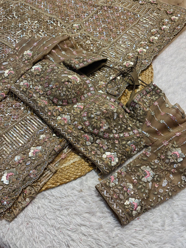 Elegant Net Saree with Ready-Made Blouse