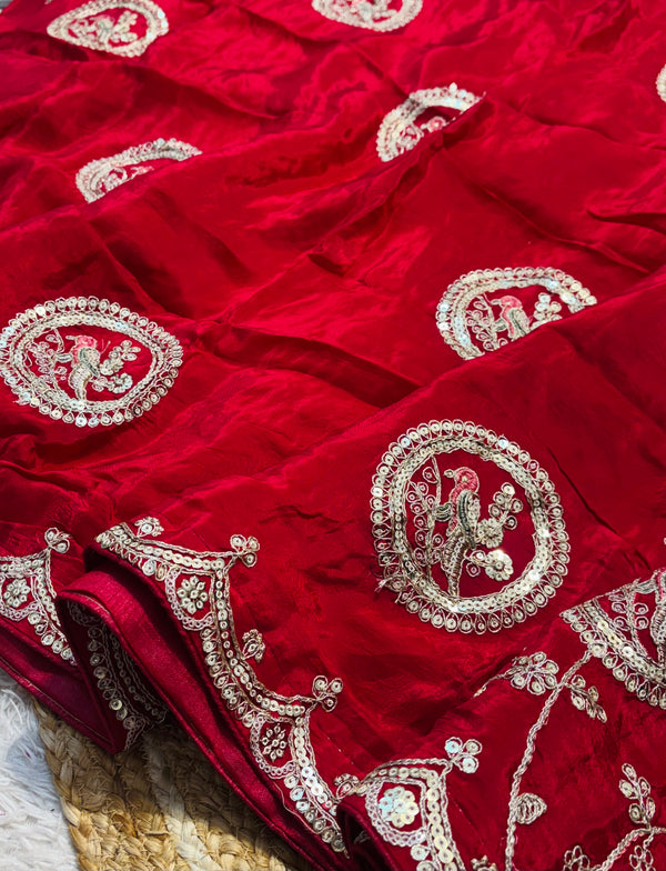 Premium Thread & Sequin Work Saree with Designer Blouse