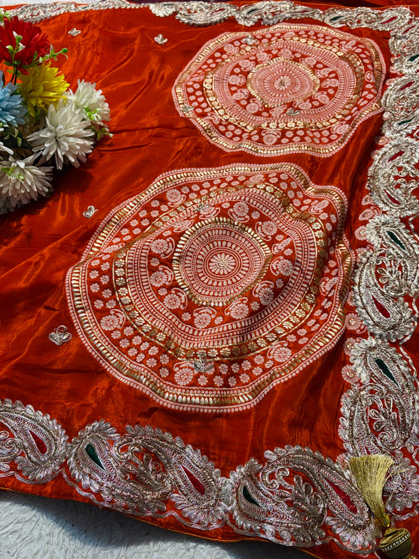 Premium H.O. Silk Saree with Elegant Handwork