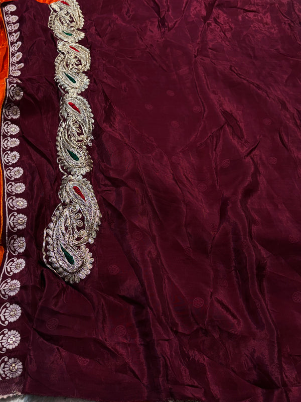 Premium H.O. Silk Saree with Elegant Handwork