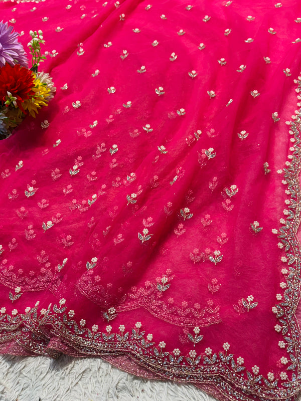 Premium Net Saree with Designer Blouse