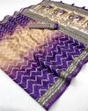 Amazing Purple Maheshwari Cotton Silk Saree With Digital Prints
