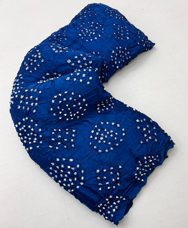 Yale Blue Pure Bandhni Zari Pallu Modal Soft Silk Saree With Blouse