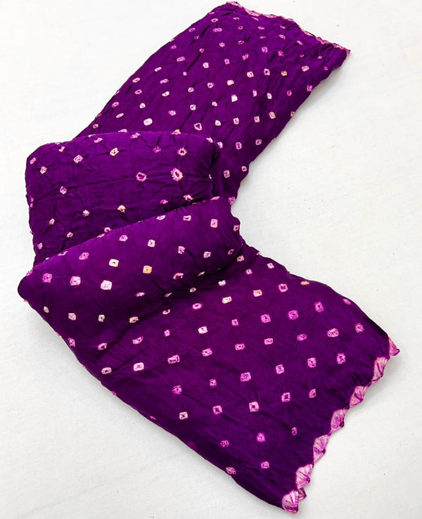 Arresting Purple Pure Bandhni Zari Pallu Modal Soft Silk Saree With Blouse