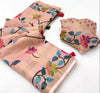 Apricot Peach Digital Printed Linen Soft Saree Blouse Piece