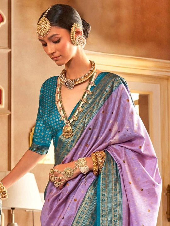 Wisteria Purple Printed Soft Patola Silk Saree