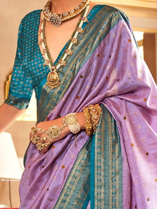 Wisteria Purple Printed Soft Patola Silk Saree