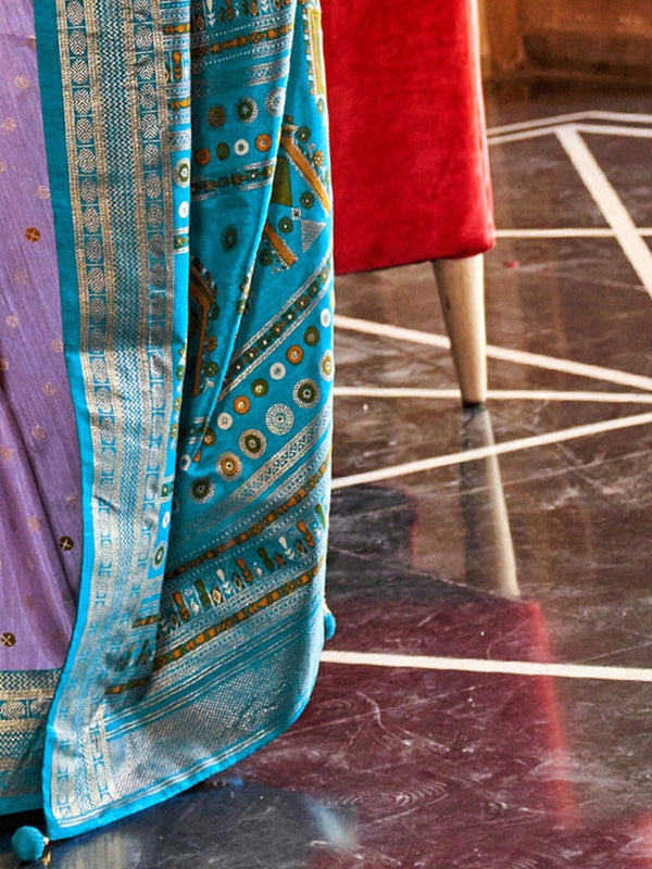 Wisteria Purple Printed Soft Patola Silk Saree