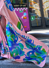 Baby Pink And bluePrinted Satin Crepe Saree