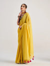 Yellow Mul Mul Cotton Saree With Blouse