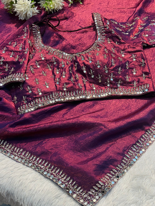 Elegant Frendy Silk Saree with Designer Ready-Made Blouse – Party Wear Collection
