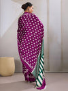 Amethyst Wine Ajrakh Printed Satin Crepe Silk Saree