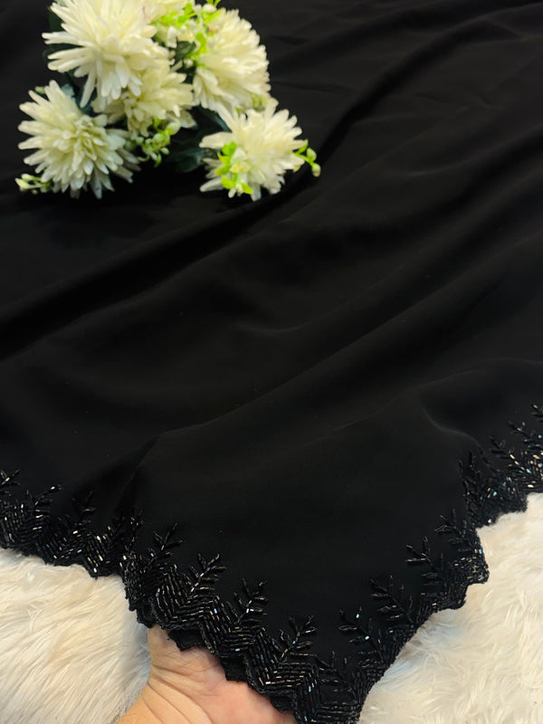 Classic Black Georgette Saree with Elegant Blouse – Party Wear