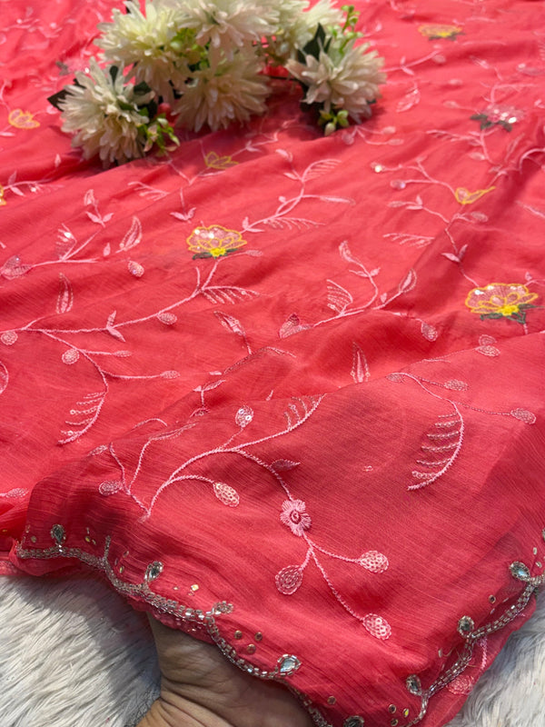 Elegant Chiffon Saree with Stylish Blouse – Lightweight Party Wear Saree