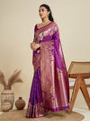 Amethyst Wine Zari Woven Soft Kanjivaram Designer Silk Saree