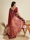 Ailurophile Maroon Paithani Silk Saree With Ethnic Blouse Piece