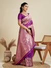 Amethyst Wine Zari Woven Soft Kanjivaram Designer Silk Saree