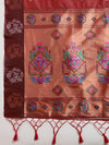 Ailurophile Maroon Paithani Silk Saree With Ethnic Blouse Piece